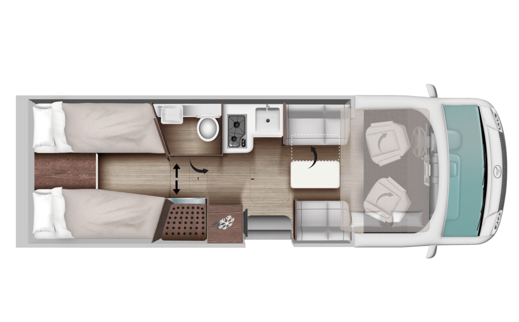 Planimetria interna camper Arca motorhome
